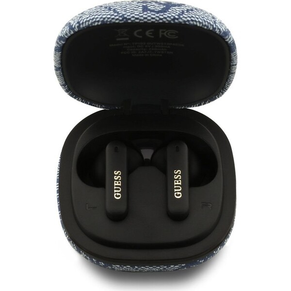 Guess-PU-4G-Metal-Logo-ENC-TWS-bezdratova-sluchatka-modra