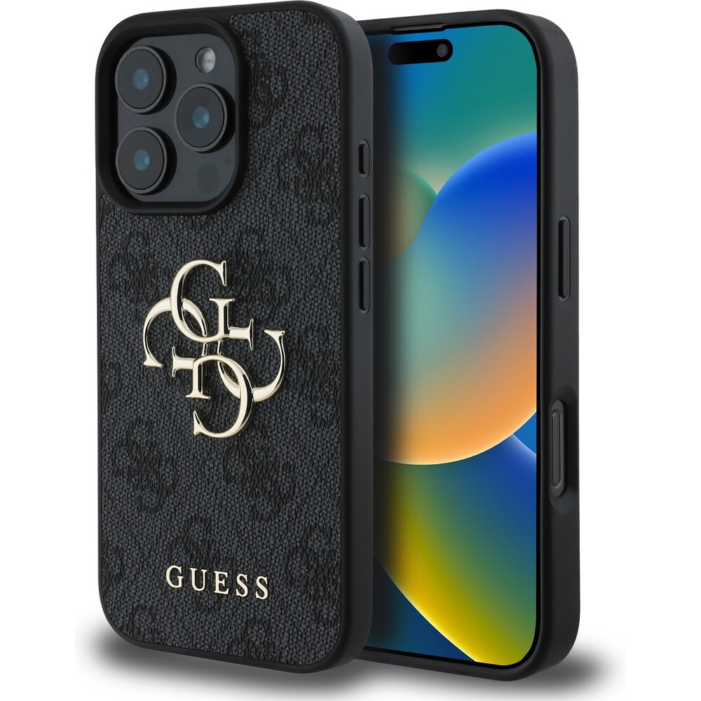 Guess-PU-4G-Metal-Logo-kryt-pro-iPhone-16-Pro-sedy