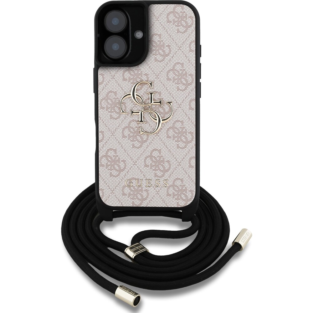 Guess-PU-4G-Metal-Logo-Crossbody-popruh-kryt-iPhone-16-ruzovy
