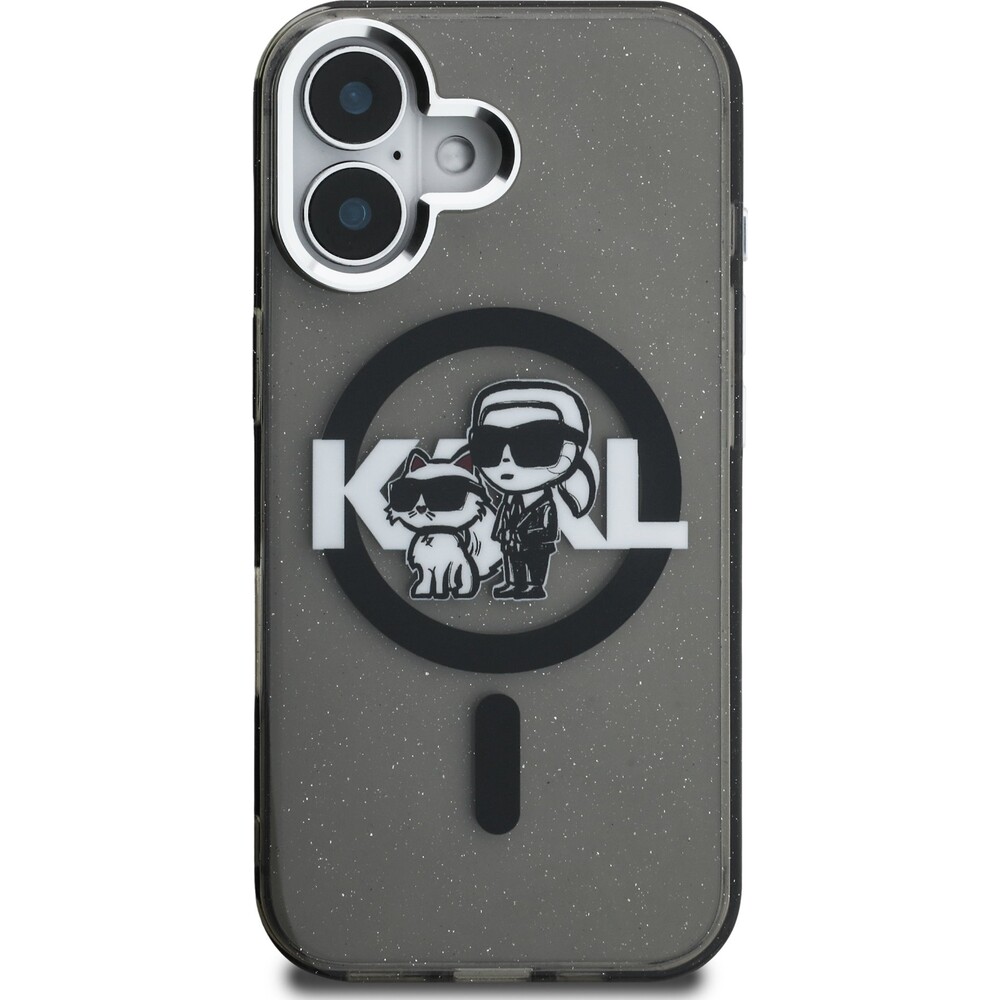 Karl-Lagerfeld-IML-Glitter-Karl-and-Choupette-Sketch-MagSafe-kryt-iPhone-16-cerny