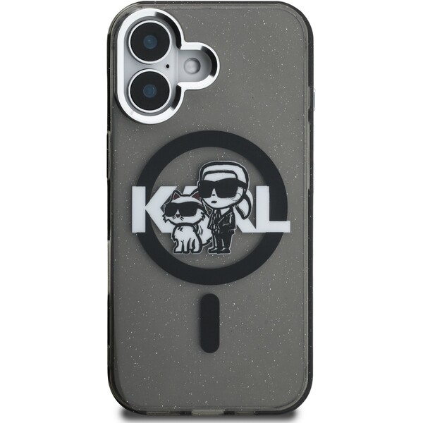 Karl-Lagerfeld-IML-Glitter-Karl-and-Choupette-Sketch-MagSafe-kryt-iPhone-16-cerny