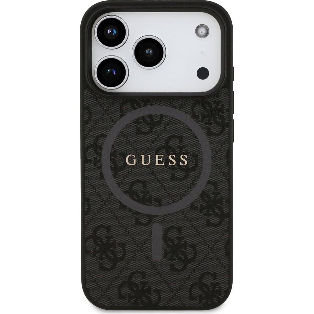 Guess-PU-Leather-4G-Colored-Ring-MagSafe-Zadni-Kryt-pro-iPhone-17-Pro-cerny
