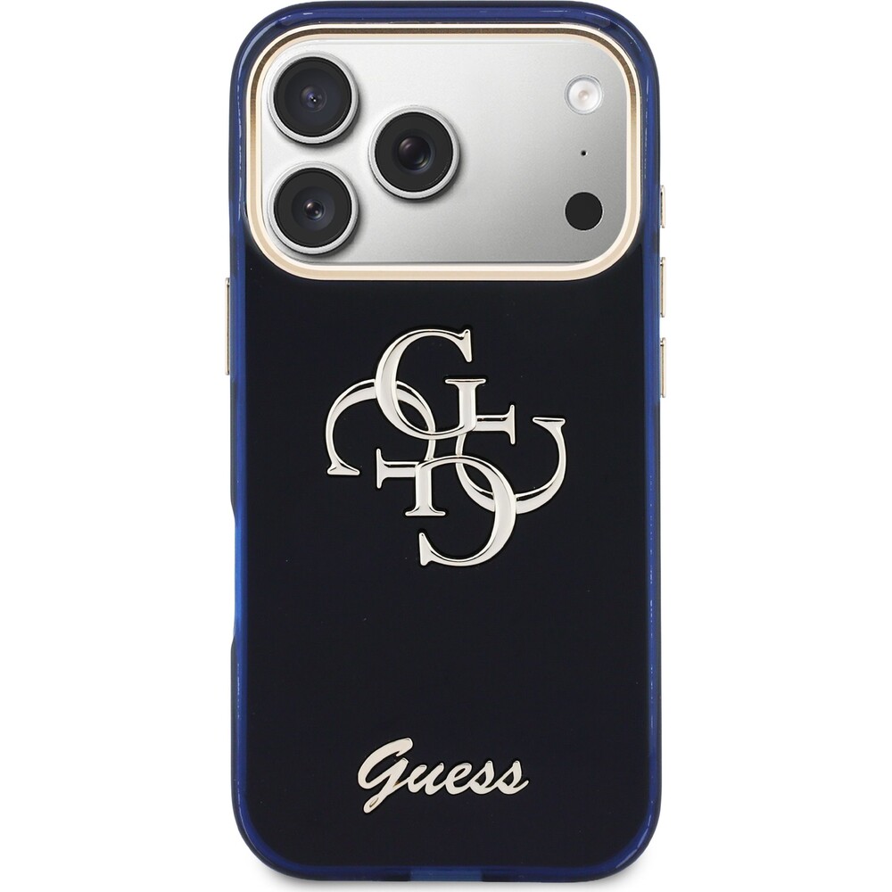 Guess-IML-4G-Script-Metal-Logo-kryt-iPhone-17-Pro-modry