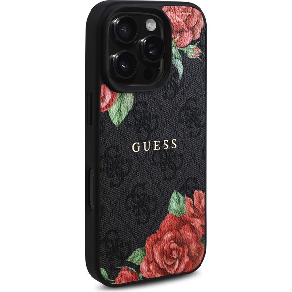 Guess-PU-Leather-4G-Roses-MagSafe-kryt-iPhone-16-Pro-cerny