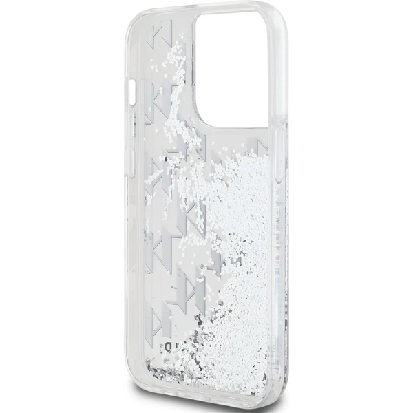 Karl Lagerfeld Liquid Glitter Monogram Gradient zadní kryt iPhone 14 Pro Max bílý - Pouzdra - Obrázek 71O5000J01