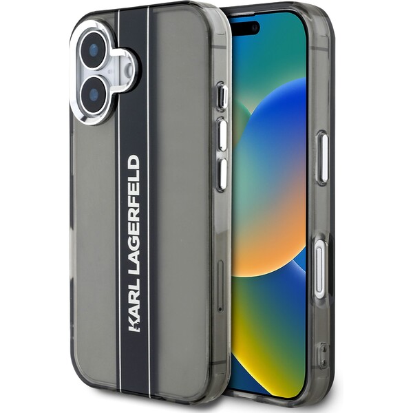 Karl-Lagerfeld-IML-Stripe-Logo-kryt-iPhone-16-cerny