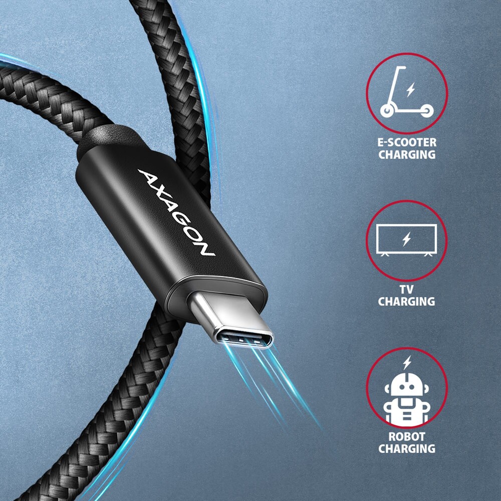 AXAGON-BUCM2-CM20AB-USB-C-USB-C-napajeci-kabel-240W-2m-cerny
