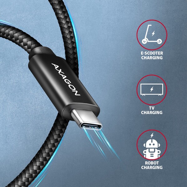 AXAGON-BUCM2-CM20AB-USB-C-USB-C-napajeci-kabel-240W-2m-cerny