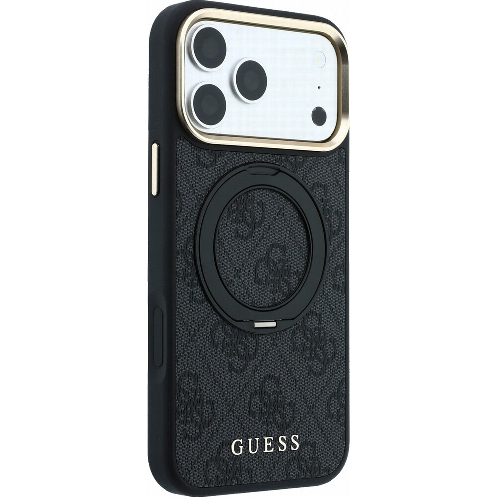 Guess-PU-4G-Ring-Stand-MagSafe-kryt-iPhone-18-Pro-cerny