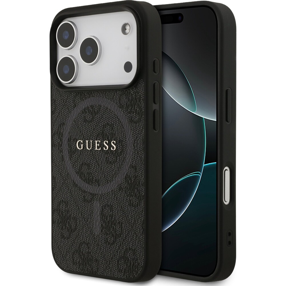 Guess-PU-Leather-4G-Colored-Ring-MagSafe-Zadni-Kryt-pro-iPhone-17-Pro-cerny