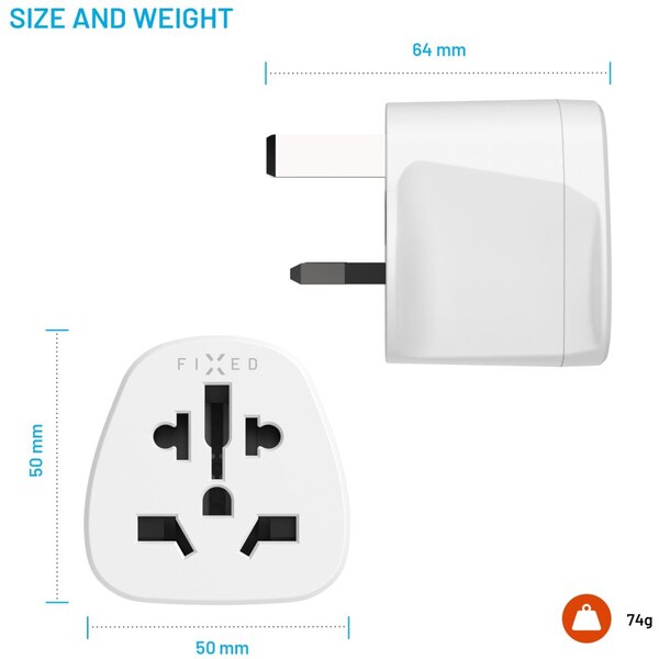 Britanski Adapter FIXED UK adaptér pro zapojení UK, US, AUS nabíječek do UK zásuvek bílý ...