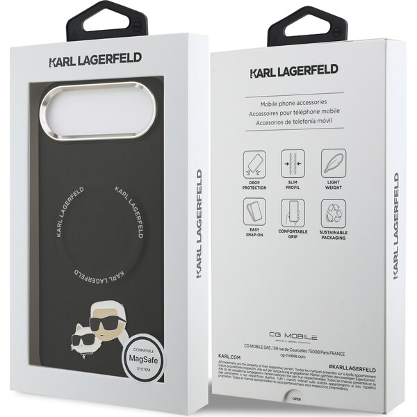 Karl-Lagerfeld-PU-Karl-and-Choupette-Heads-Pins-MagSafe-kryt-iPhone-Air-cerny