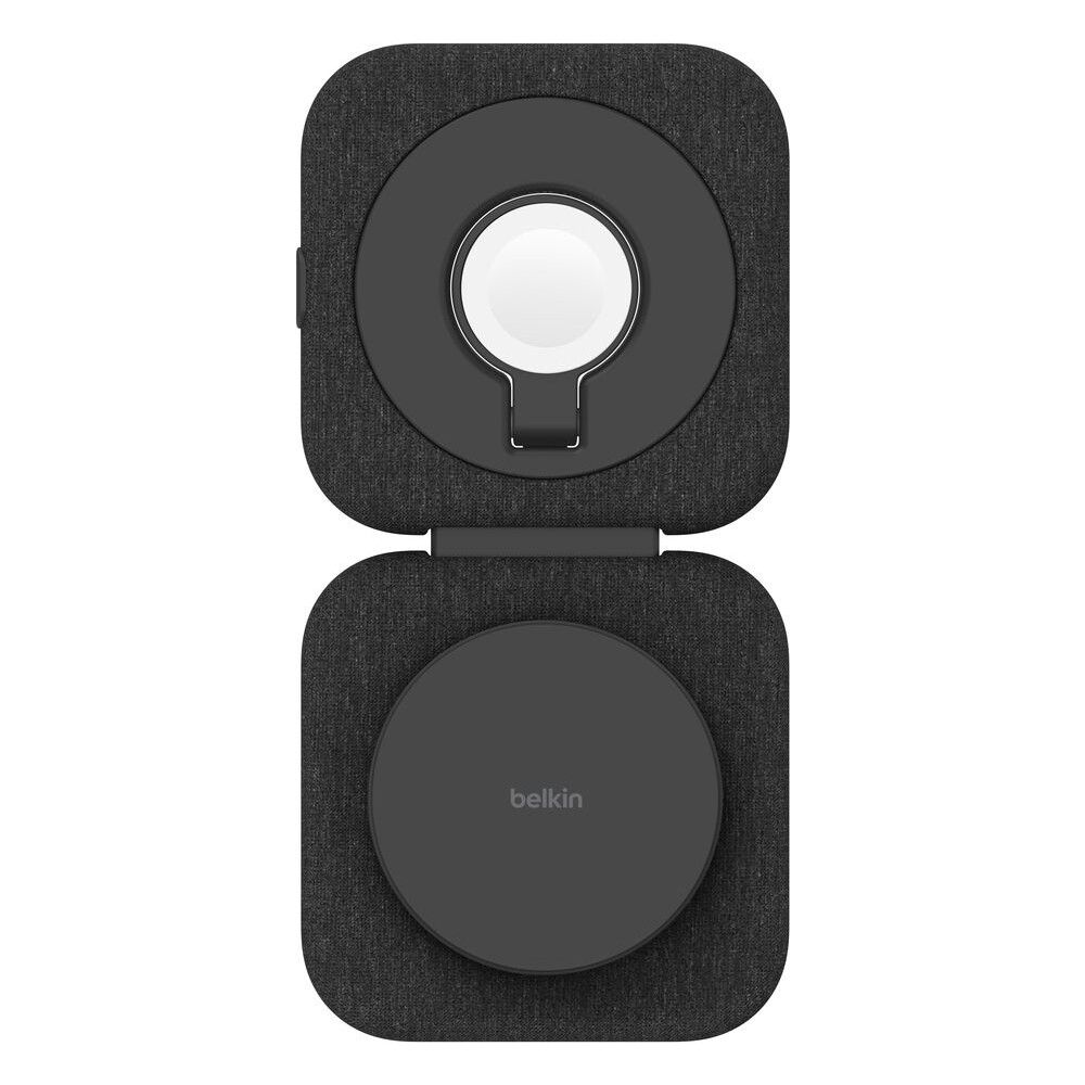 Belkin-BOOST-CHARGE-PRO-Qi2-15W-2v1-Bezdratova-MagSafe-cestovni-podlozka-pro-iPhone-Apple-Watch-Air