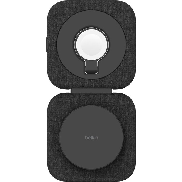 Belkin-BOOST-CHARGE-PRO-Qi2-15W-2v1-Bezdratova-MagSafe-cestovni-podlozka-pro-iPhone-Apple-Watch-Air