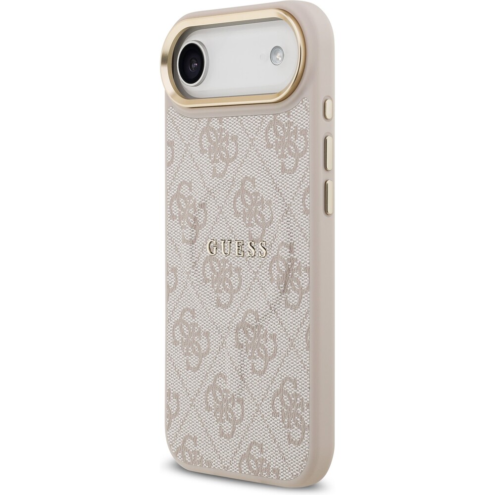 Guess-PU-Leather-4G-Gold-Frame-MagSafe-kryt-iPhone-Air-ruzovy