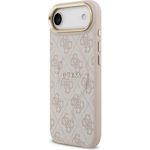 Guess-PU-Leather-4G-Gold-Frame-MagSafe-kryt-iPhone-Air-ruzovy