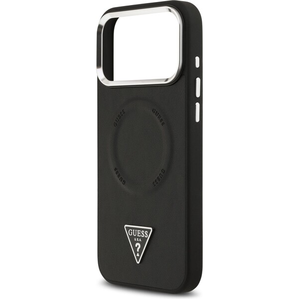 Guess-PU-Leather-Triangle-Logo-MagSafe-kryt-iPhone-17-Pro-Max-cerny