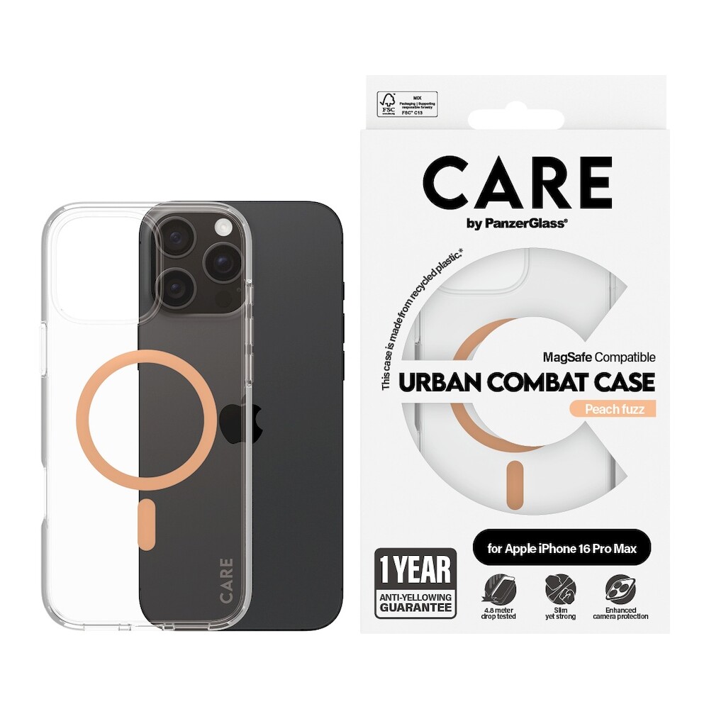 PanzerGlass-CARE-kryt-Apple-iPhone-16-Pro-Max-MagSafe-Urban-Combat-ciry-broskvovy