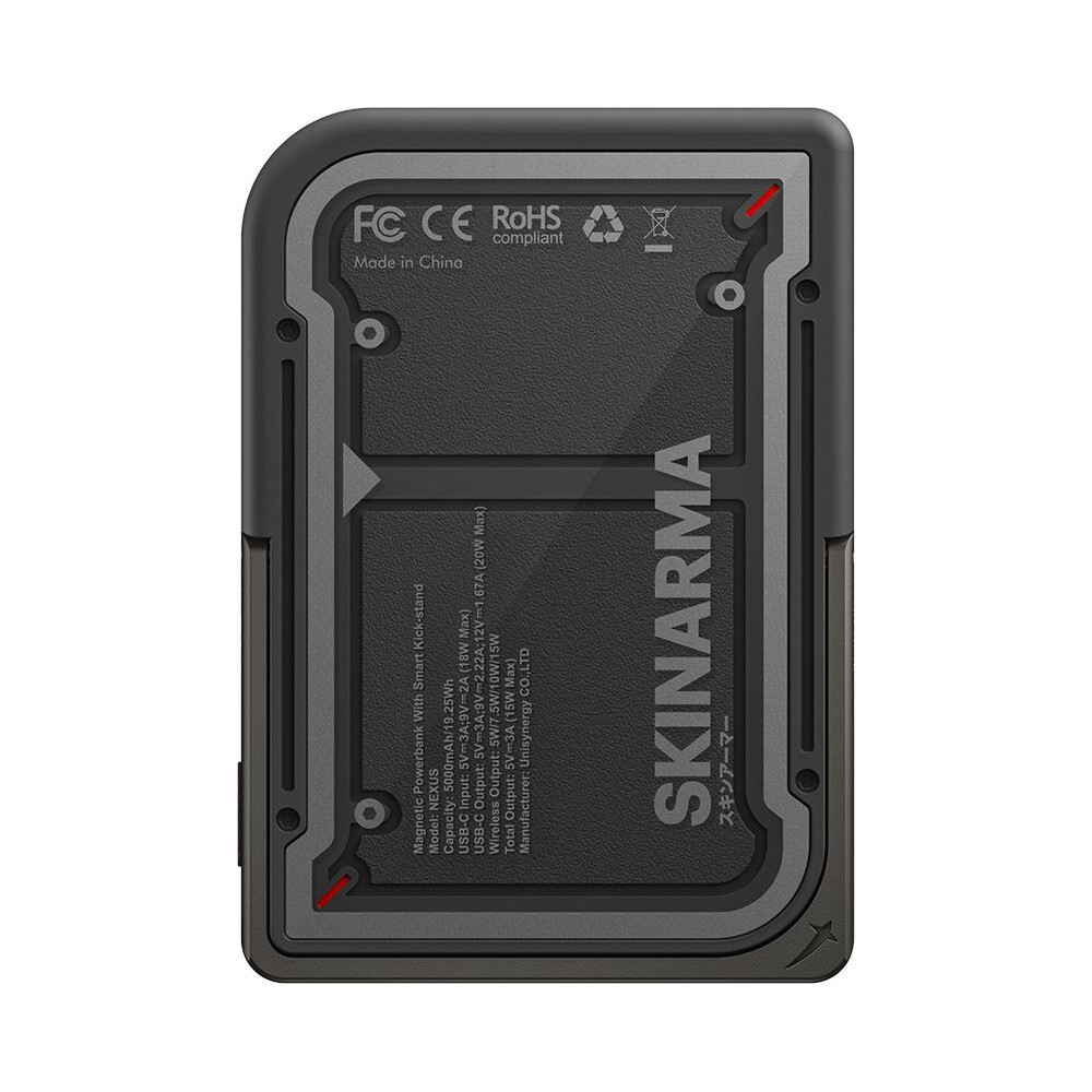SKINARMA-Nexus-Mecha-MagSafe-powerbanka-se-stojankem-USB-C-PD-5000-mah-cerna