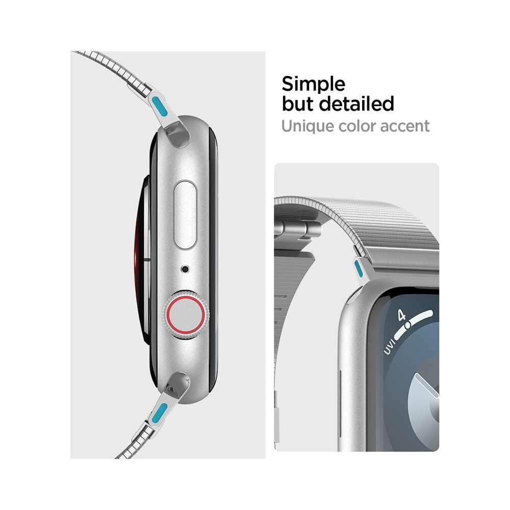 Spigen-Sleek-Link-reminek-Apple-Watch-49-46-45-44-42mm-stribrny