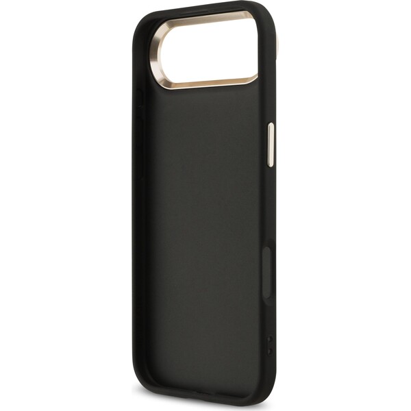 Guess-PU-Leather-4G-Metal-Logo-Gold-Frame-MagSafe-kryt-iPhone-Air-cerny