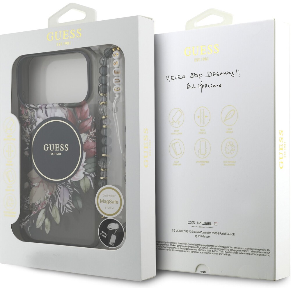Guess-IML-Flowers-Strap-MagSafe-kryt-iPhone-17-Pro-Max-cerny