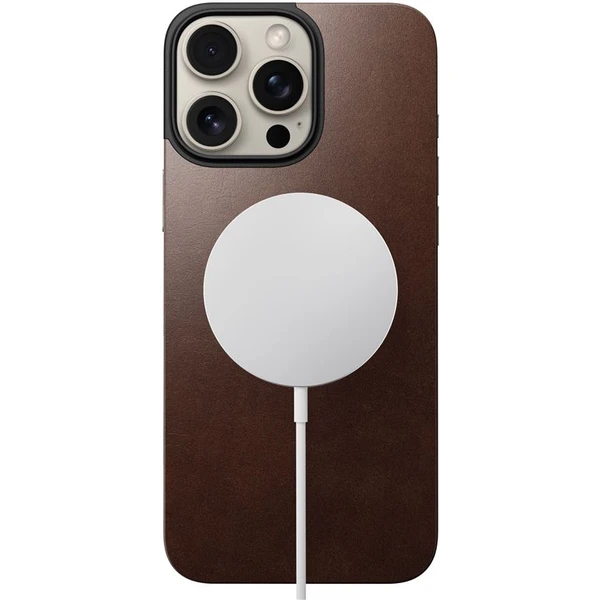 Nomad Magnetic Leather Back MagSafe kryt iPhone 16 Pro Max hnědý - Pouzdra - Obrázek 787acebce3e54fe4aa4fd6130eae6e46