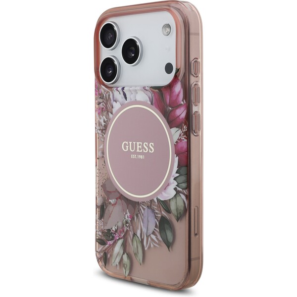 Guess-IML-Flowers-Strap-MagSafe-kryt-iPhone-17-Pro-ruzovy