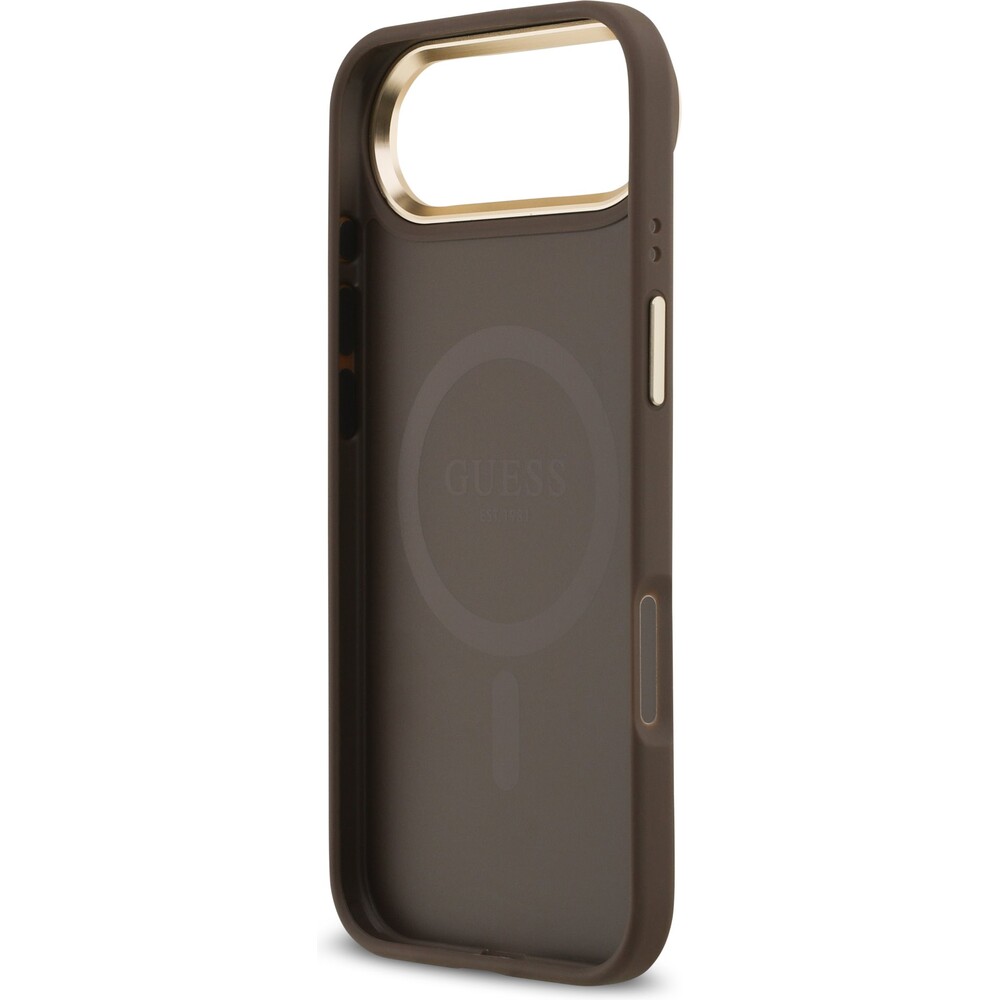 Guess-PU-Leather-4G-Gold-Frame-MagSafe-kryt-iPhone-Air-hnedy