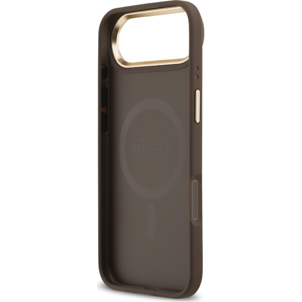 Guess-PU-Leather-4G-Gold-Frame-MagSafe-kryt-iPhone-Air-hnedy