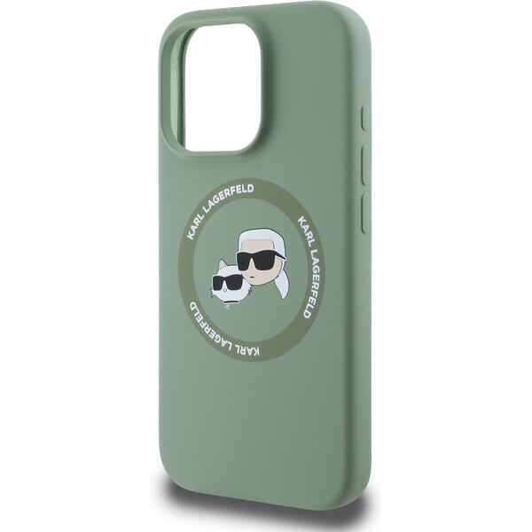 Karl-Lagerfeld-Liquid-Silicone-K-CH-Heads-MagSafe-kryt-iPhone-16-Pro-zeleny