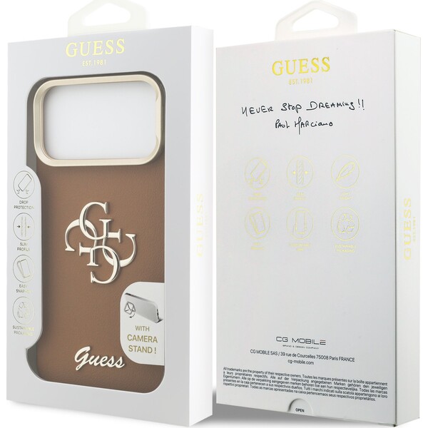 Guess-PU-Grained-4G-Logo-Stand-Camera-Frame-kryt-iPhone-17-Pro-Max-hnedy