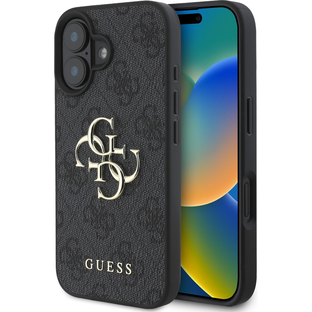 Guess-PU-4G-Metal-Logo-kryt-pro-iPhone-16-sedy