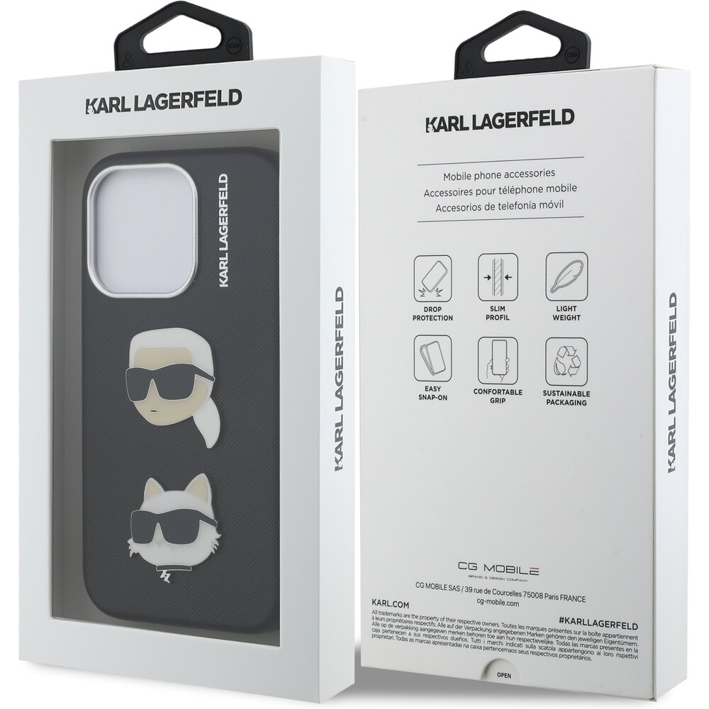 Karl-Lagerfeld-Grained-PU-K-CH-Heads-kryt-iPhone-15-Pro-cerny