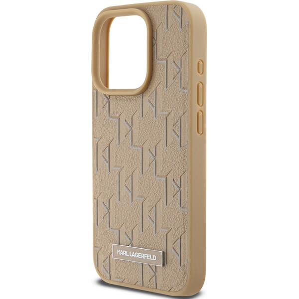 Karl-Lagerfeld-PU-Leather-Monogram-Metal-Logo-MagSafe-zadni-kryt-iPhone-14-Pro-Max-bezovy