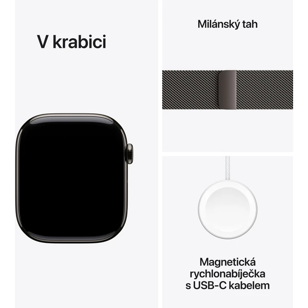 Apple Watch Series 10 Cellular 46mm Břidlicově šedý titan s břidlicově šedým milánským tahem S/M - Chytré hodinky - Obrázek 7EQ7000K01