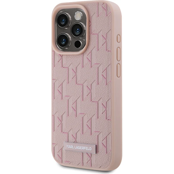 Karl Lagerfeld PU Leather Monogram Metal Logo Magsafe zadní kryt iPhone 15 Pro Max růžový - Pouzdra - Obrázek 7JN5000J01