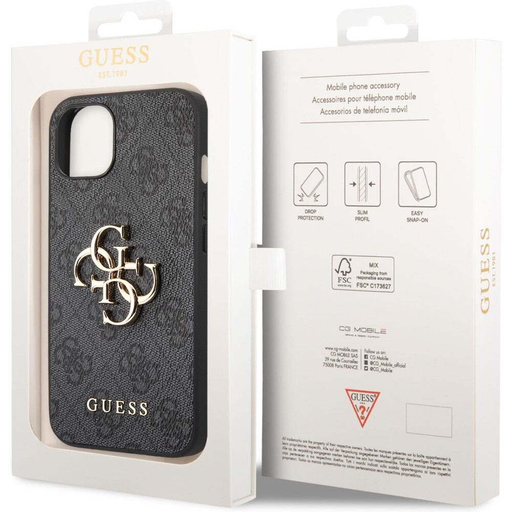 Guess-PU-4G-Metal-Logo-kryt-iPhone-14-sedy