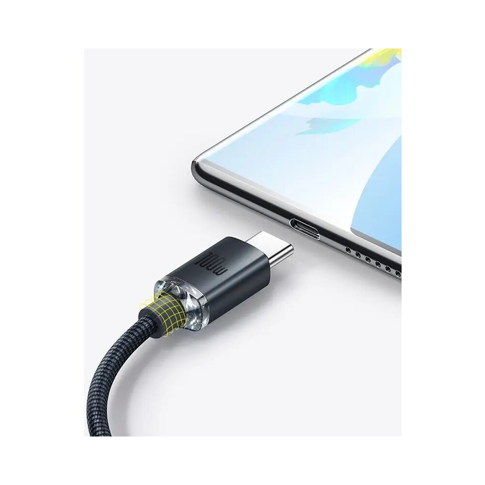 Baseus-Crystal-Shine-USB-A-USB-C-napajeci-kabel-100W-1-2m-cerny