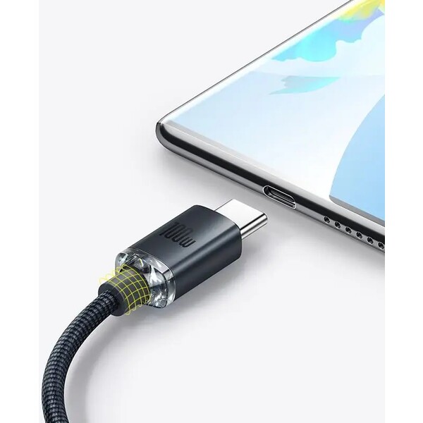 Baseus-Crystal-Shine-USB-A-USB-C-napajeci-kabel-100W-1-2m-cerny