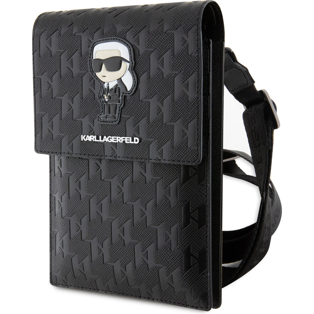 Karl-Lagerfeld-Saffiano-Monogram-Ikonik-NFT-Wallet-Bag-pouzdro-cerne