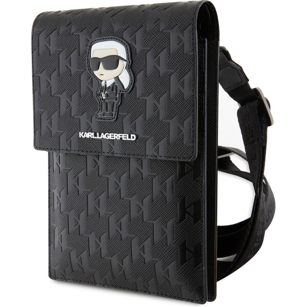Karl-Lagerfeld-Saffiano-Monogram-Ikonik-NFT-Wallet-Bag-pouzdro-cerne
