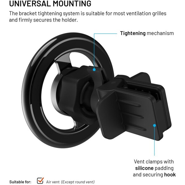 FIXED-MagMount-Vent-MagSafe-drzak-do-ventilace-cerny