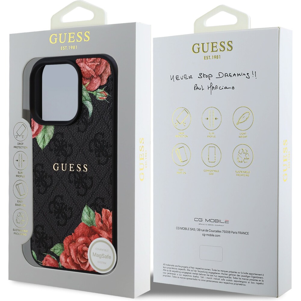 Guess-PU-Leather-4G-Roses-MagSafe-kryt-iPhone-16-Pro-cerny