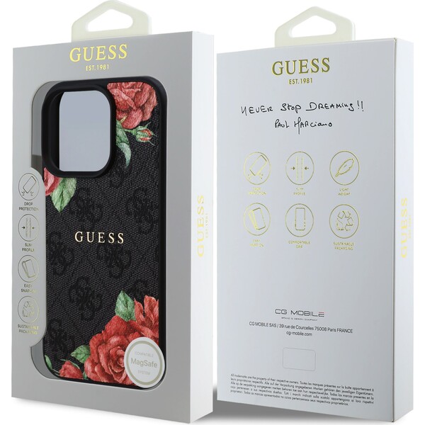 Guess-PU-Leather-4G-Roses-MagSafe-kryt-iPhone-16-Pro-cerny