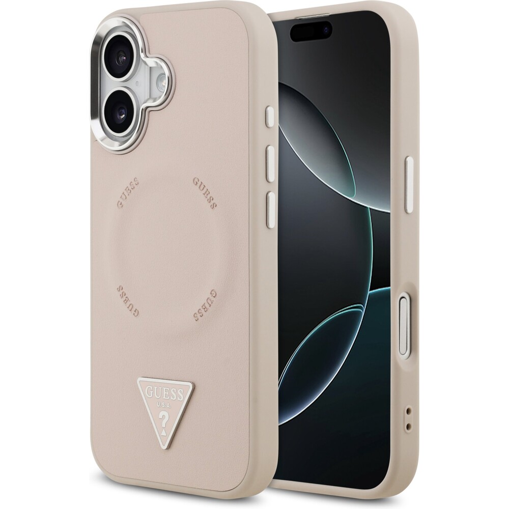 Guess-PU-Leather-Triangle-Logo-MagSafe-kryt-iPhone-17-ruzovy