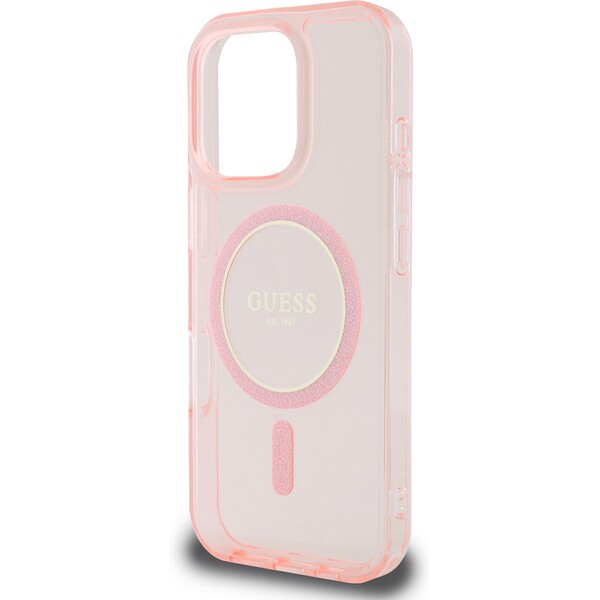 Guess-IML-Glitter-Ring-MagSafe-kryt-pro-iPhone-16-Pro-ruzovy