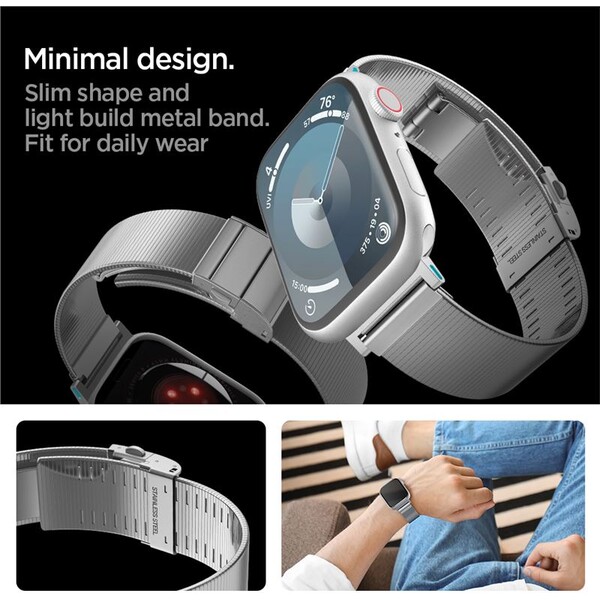 Spigen-Sleek-Link-reminek-Apple-Watch-49-46-45-44-42mm-stribrny