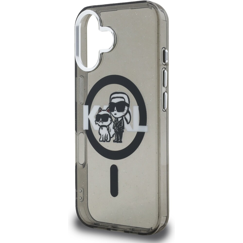 Karl-Lagerfeld-IML-Glitter-Karl-and-Choupette-Sketch-MagSafe-kryt-iPhone-16-cerny