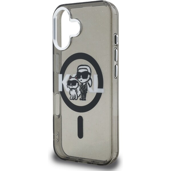 Karl-Lagerfeld-IML-Glitter-Karl-and-Choupette-Sketch-MagSafe-kryt-iPhone-16-cerny